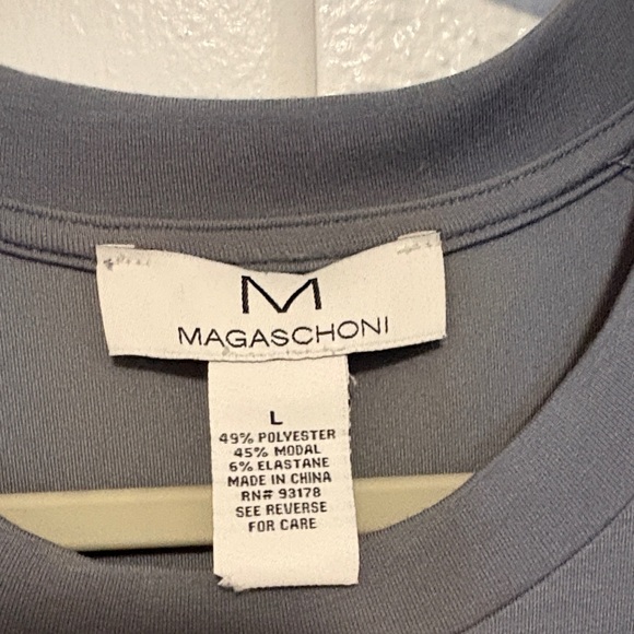 🌤️NWOT Magaschoni Knit Blue Gray Drawstring Waist Lightweight Sweatshirt Top - Picture 3 of 7